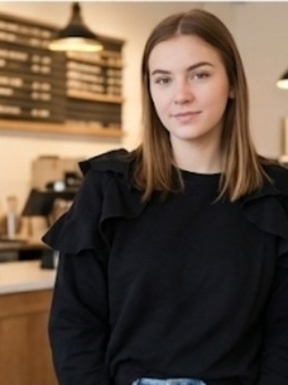 Women’s Black Ruffle Shoulder Top - Classic Everyday Style